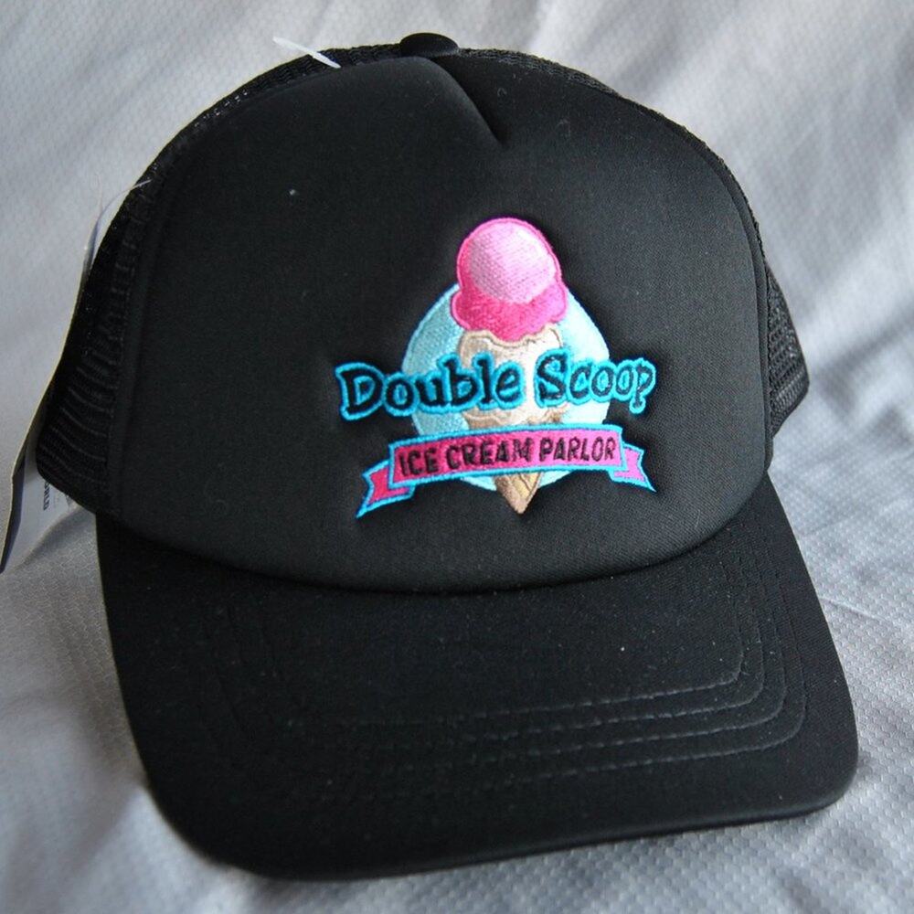 Double Scoop Ice Cream Parlor Black Trucker Hat w/ Adjustable Strap (NWT)